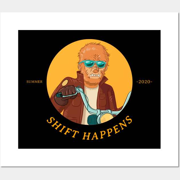 Shift Happens Biker Werewolf Wall Art by Figmenter